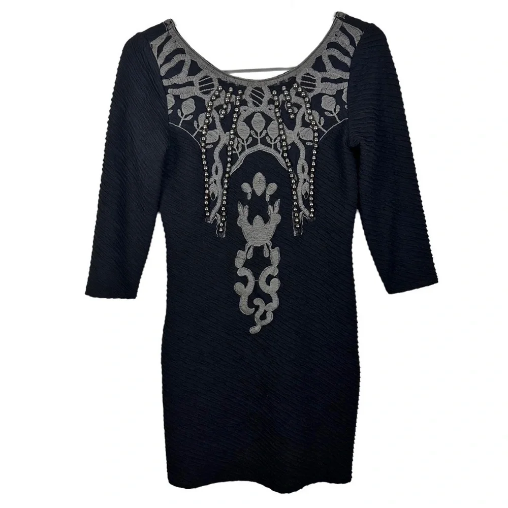 Free People Black Ribbed Bodycon Mini Dress